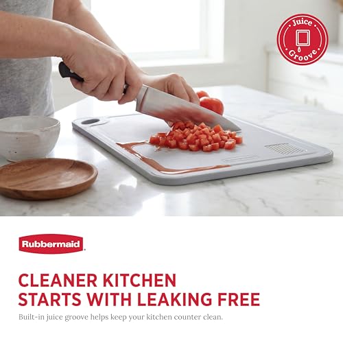 Rubbermaid Stainless Steel Cutting Board, Dishwasher Safe Double Sided Cutting Boards for Kitchen | BPA Free Non Toxic Chopping Board for Meat, Veggies & Fruits | Wheat Fiber & Steel Cutting Board - Image 6