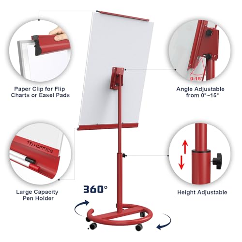 Image of TSJ OFFICE Rolling Whiteboard Standing - 40 x 26 Inches Mobile White Board