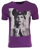 Religion Clothing Tattoo Girl Police T-shirt pour homme, lilas, XL