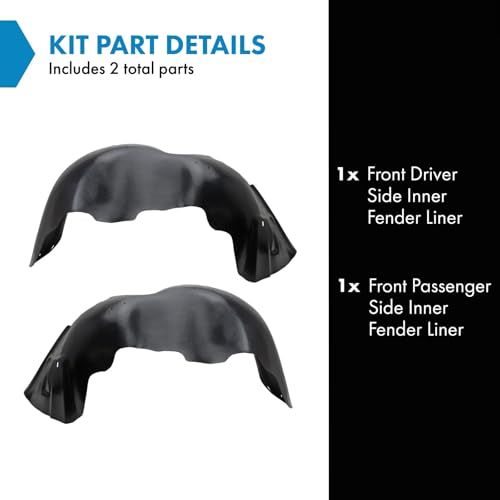 Image of TRQ Front Driver and Passenger Side Inner Fender Liner Set Compatible with 2007-2010 Chevrolet Silverado 2500 HD 3500 HD