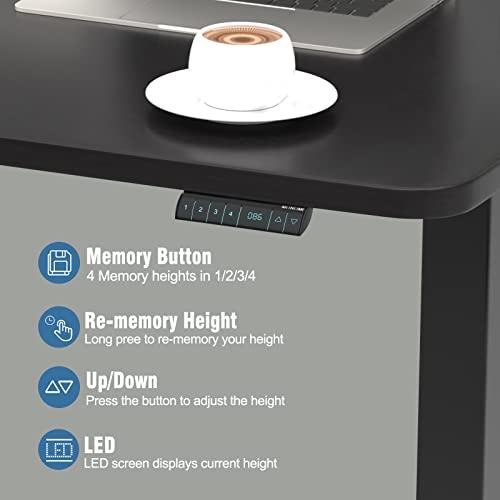 Monomi Height Adjustable Electric Standing Desk, 48X24 Inches Stand Up Desk, Ergonomic Sit Stand Home Office Desk (Black Steel Frame/Black Top) #TOP3