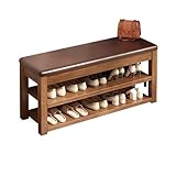 ENSDIEPLS Schuhregal-Bank, Schuhbank aus Holz mit offenem Regal for das Ende des Bettes, Schlafzimmer, Wohnzimmer, Eingangsbereich, in Walnuss, Verschiedene Größen(100x30x46cm)