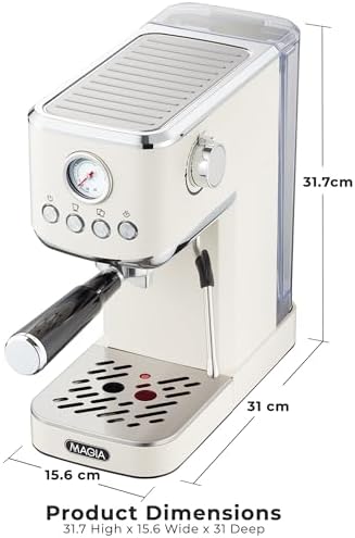 Zulay Kitchen Magia Compact Espresso Machine – 20 Bar Coffee Maker with Milk Frother Steam Wand, Latte & Cappuccino Maker, 1350W Fast Heating, 40oz Removable Water Tank, Stainless Steel – Cream - 1