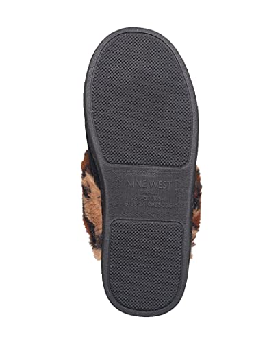 Nine West Scuff Slippers For Women, Extra Soft & Comfortable Winter House Shoes, Leopard, Small 5-6 #TOP2