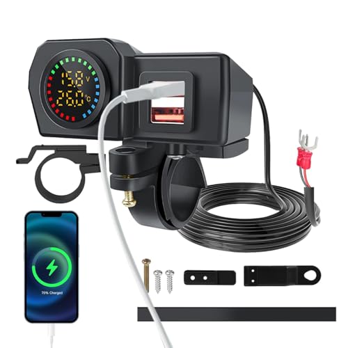 Cargador USB para Manillar de Moto Impermeable con Toma de Carga Rápida para Viajes Largos