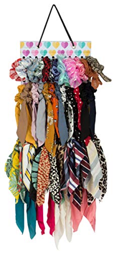 Hair Scarf Scrunchies Organizer, Hanging Hair Ribbon Bow Scrunchies Holder, Hair Ties Bowknot Ponytail Storage Display Stand for Women Girls (colorful)