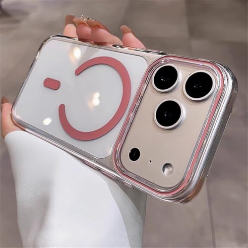 Coque magnétique iPhone 13 transparente rigide antichoc polycarbonate rose