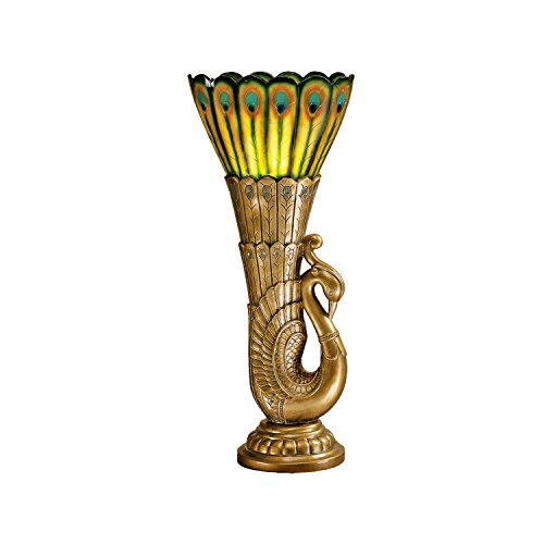Price comparison product image Design Toscano Art Deco Peacock Table Lamp Statue,  Polyresin,  Faux Gold