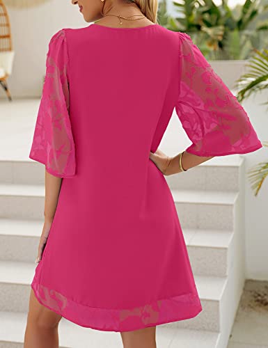 Image of LookbookStore 3 /4 Sleeve Dress for Women Shift Cute Summer Tunic Floral Lace Dresses