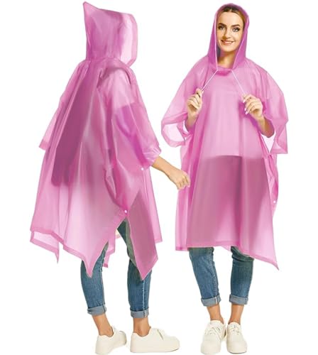 Image of Reusable Rain Ponchos for Adults, 2 Pcs Raincoats (Pack of 1) Emergency for Women Men with Hood
