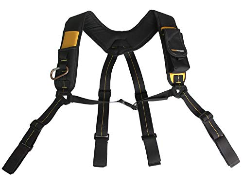 MELOTOUGH Tool Belt Suspenders/Work Suspenders with Padded Foam Adjustable Shoulder Straps, Large Phone Holder, Key Chain, Suspenders Loop Adjustable for Carpenter Suspenders Rig (Hook and loop black color)