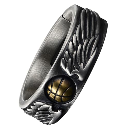 BESPORTBLE Anello Con Da Basket Anello Da Gioielli in Stile Sportivo Alla Moda 1 Pz Gioielli in Metallo Gioielli Da Dito Uomo Addobbi Natalizi Anello Uomo Maschio Pallacanestro, 2.2x2.2cm