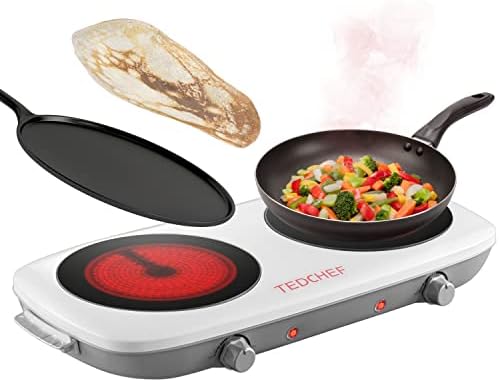 Double Hot Plate Electric Cooker Hob | 1300W 2-ring Infrared Portable Electric Hob Cooker | Countertop Burner Electric Hot Plates For Cooking At Home & Outdoors | Electric Camping Stove | TEDCHEF
