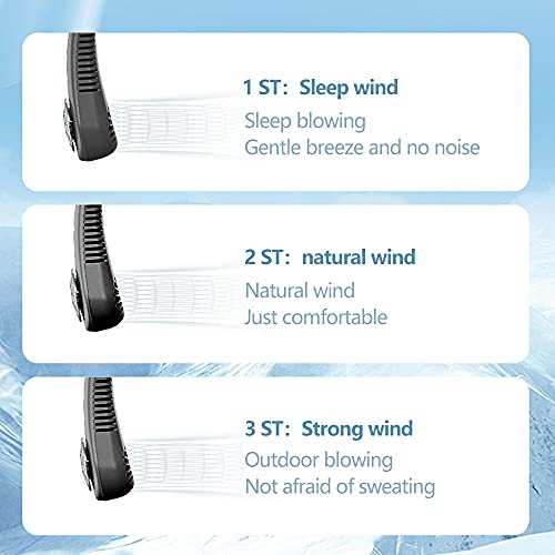 Image of Mini Portable USB Air Conditioner Fan, Hanging Neck Air Cooler Smart Sport USB Fan, Hanging Neck Cooler Physical Cooling, Travel Wearable Necklace Fan (X-Black)