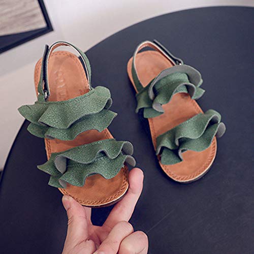 White Sandals For Girls Rubber Ruffle Shoes Non-Slip Toddler Girls Baby Sandals Sandals Kids Baby Shoes (Green, 10.5-1 Years)4