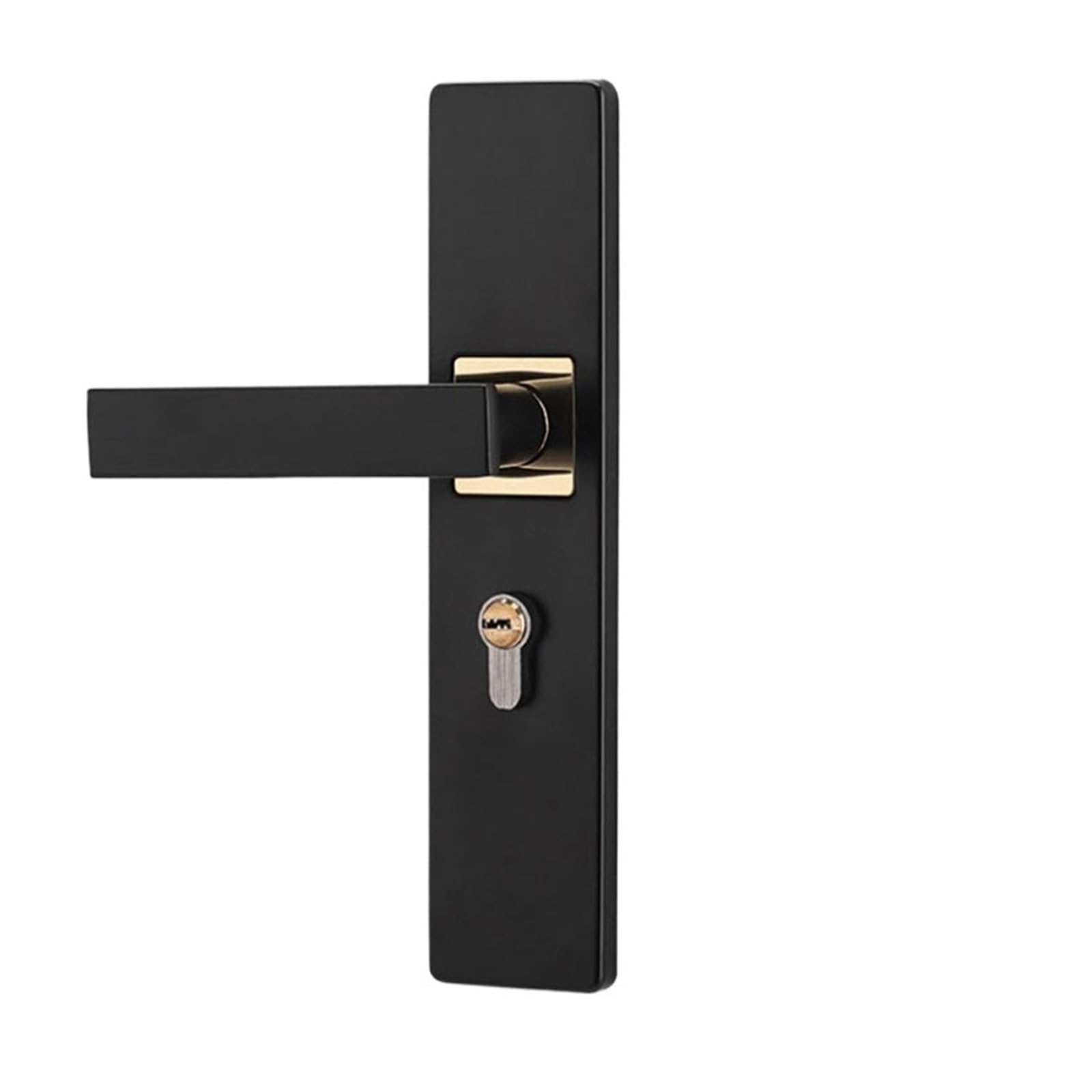 Jqeyewykk 5V Black Door Lock Engineering Manganese Steel Panel Aluminum Alloy Indoor Silent Hardware Furniture(T02 Black Gold)