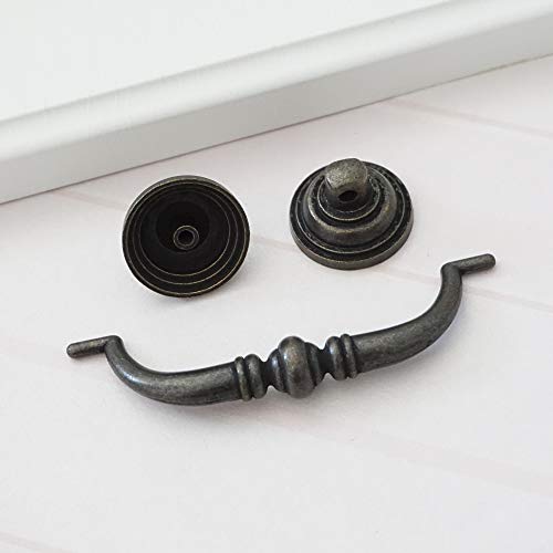 Lbfeel 3.5" 4.25" Shabby Chic Drawer Pulls Handles Antique Bronze Kitchen Cabinet Drop Bail Pull Handle (3.5" Hole Center To Hole Center, 1 Pack, Antique Black) #TOP3