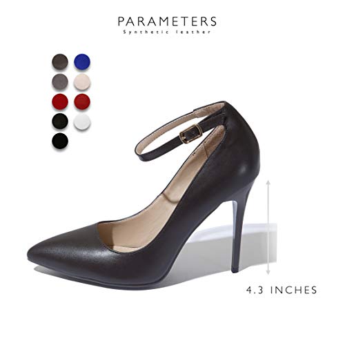 DailyShoes Women's Classic Ankle Strap Stiletto Pointed Toe Paris-02 High Heel Dress Pump Shoes - Image 4