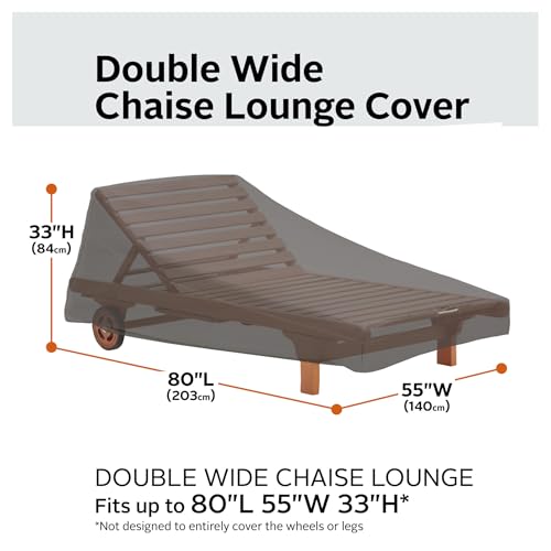 Classic Accessories 55-454-015101-EC Ravenna Water-Resistant 80 x 55 Inch Double Wide Patio Chaise Lounge Chair Cover,Taupe,Double Wide Chaise Lounge, Patio Furniture Covers by Classic Accessories - Image 3