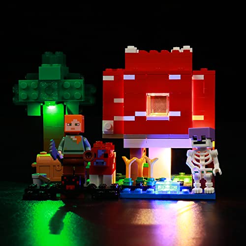 LocoLee Set de Luces LED para Lego 21179 Minecraft La Casa-Champiñón(No Modelo Lego),Kit de Iluminación LED para Lego Minecraft Mushroom House,Solo Juego de Luces