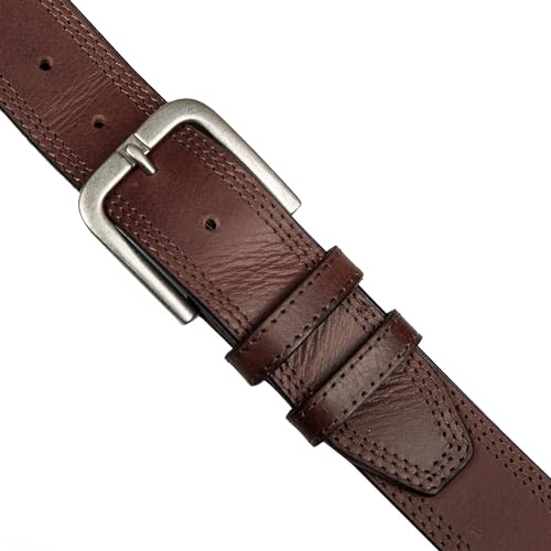 Lucky Brand Men's Stitched Leather Belt | Classic | Casual | Dress | Everyday | Western | Genuine Leather | Metal Buckle3