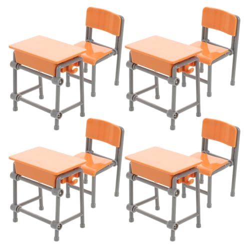 ibasenice Mini Classroom Furniture Set Dollhouse Mini Furniture 4-Pack for Classroom Decor Miniature School Room