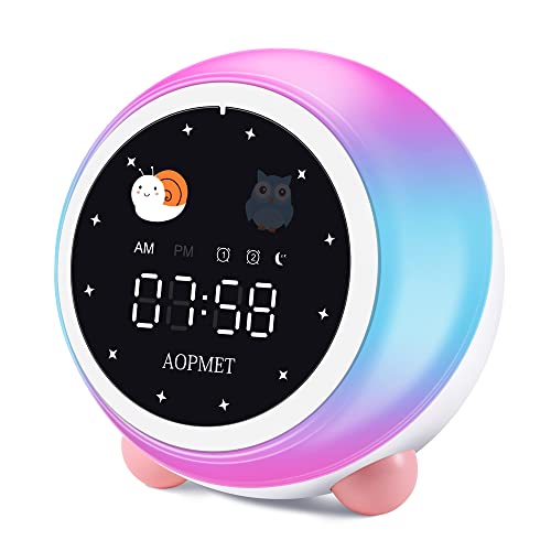 Aopmet Alarm Clock For Kids, Kids Alarm Clock With 12 Color Night Light, Music Speaker, Dual Alarms, Digital Clock Children's Sleep Trainer, Ok To Wake Clock For Kids #TOP25