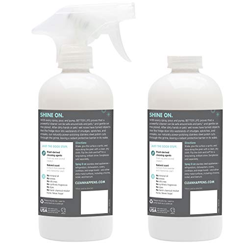 BETTER LIFE Stainless Steel Cleaner - 2 Pack 16 oz Streak-Free Stainless Steel Polish for Kitchen Sinks, Stoves, Metal Appliance, Refrigerator - Removes Grease & Water Stains - Chamomile-Lavender - Thumbnail 2