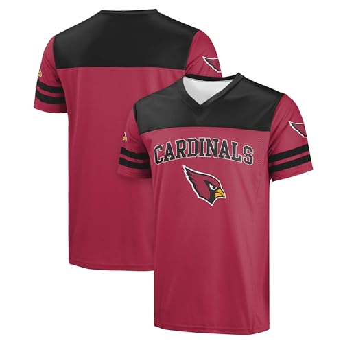 FOCO NFL Men's Officially Licensed Primary Logo Team Color Wordmark Game Day V-Neck Football Top - Arizona Cardinals - Red - (X-Large)