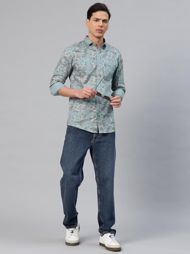 Image of Majestic Man Men's Stylish Floral Print Slim Fit Casual Shirt - Pure Cotton| Full Sleeve | Trendy & Comfortable