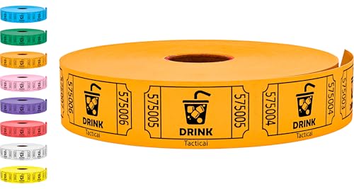 Tacticai 1000 Drink Raffle Tickets, Single Roll, Orange