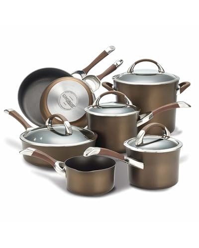 Circulon Dishwasher Safe Hard Anodized Nonstick Cookware Pots and Pans Set, Aluminum, Chocolate, 11-Piece