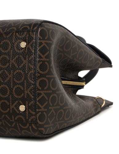 Calvin Klein Women's Becky Tote Bag – 2 in 1, Vegan Leather, Monogram, 3 Pockets, Brown/Khaki/Black, One Size - image 8