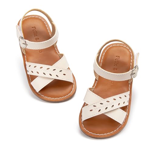 Image of Felix & Flora Toddler Girl Sandals - Little Girl Easter Dress Shoes Lightweight Open Toe Beach Holiday Flats