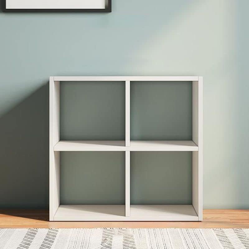 CraftThink Organizador de almacenamiento en cubos, estantería de almacenamiento de 4 cubos, estante de madera, estantería de pie con estantes de 2