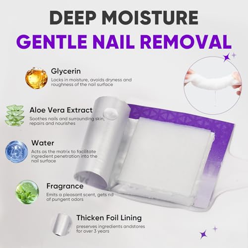 250 Pack Bulk Acetone Nail Polish Remover Pads, Individually Wrapped & Travel-Friendly, Quick & Effective for Gel & Fingernail Polish, Home & Professional Nail Polish Removal Wipes - Image 3