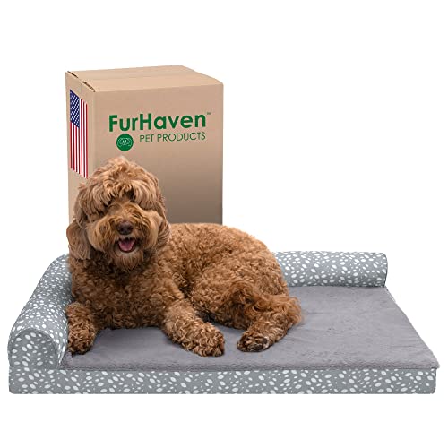 Furhaven Memory Foam Dog Bed for Large/Medium Dogs w/ Removable Bolsters & Washable Cover