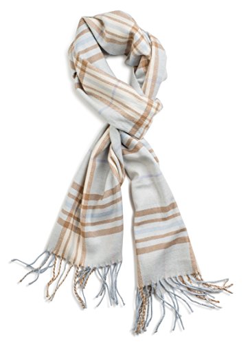 VERONZ Super Soft Luxurious Classic Cashmere Feel Winter Scarf (Light Blue Plaid)