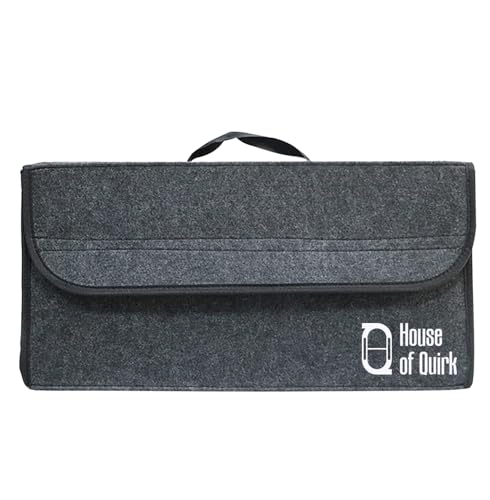 Image of House of Quirk Car Trunk Organizers Large Anti Slip Car Trunk Compartment Boot Cleaning Supplies Storage Organizer Utility Tool Bag (Dark Grey) (Felt)