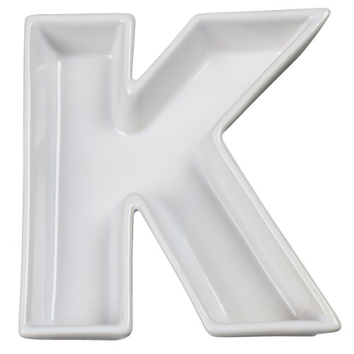 Ivy Lane Design Ceramic Love Letter Dish, Letter K, White