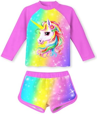 Vogseek 4-10T Girls Rashguard 2 Pieces Long Sleeve Swimsuit Swimw...