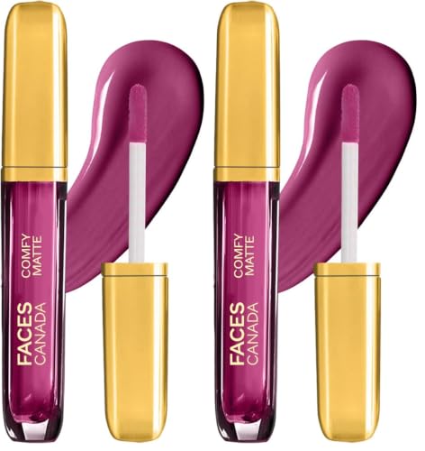 Image of FACES CANADA Comfy Matte Liquid Lipstick - End Of Story 03 (Plum), 3 ml | Comfortable 10HR Longstay | Intense Matte Color | Almond Oil & Vitamin E Infused | Super Smooth | No Dryness | No Alcohol