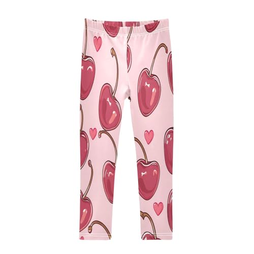 Bolaz Toddler Girls Leggings Printed Yoga Pants Leggings Cherries Hearts for Kids