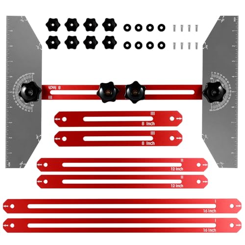 Precise Stair Measuring Tool, 8In to 60In Aluminum Tread Template and Gauge with Angle Layout for Risers, Cabinets, Floors (Set A)