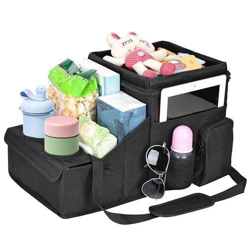 Autositz Organizer, Universeller Rückbank Organizer für den Rücksitz & Beifahrersitz mit Getränkehalter-Ablage mit Reise-Kühlbox für Kinder und Erwachsene, Ablage für Spielzeug, Bücher, Snacks