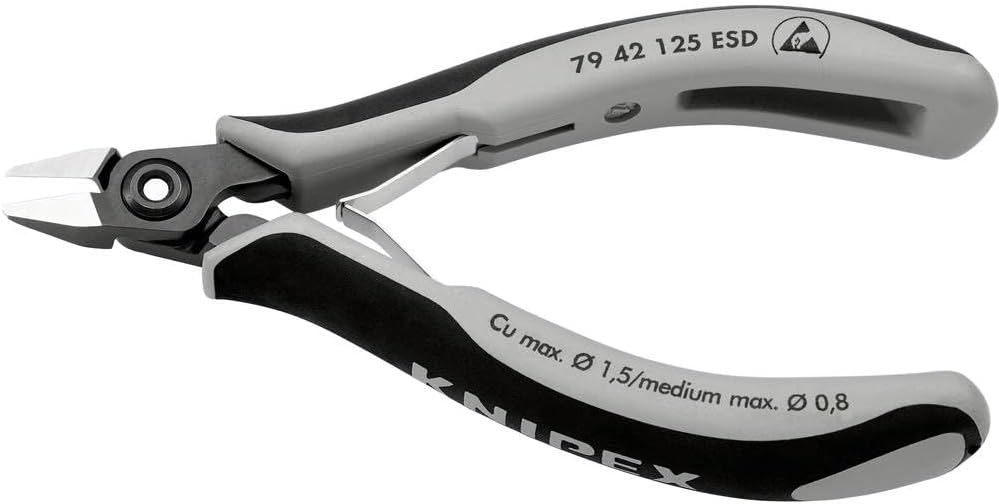 Knipex 79 42 125 ESD Diagonal Cutter ESD 4,92" with pointed head dissipative without bevel