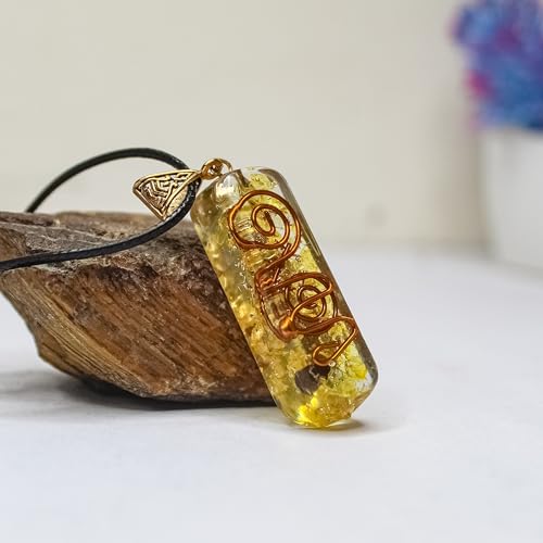 Image of Orgonite Pendant with Power Symbol Handmade Resin Energy Amplifier Necklace