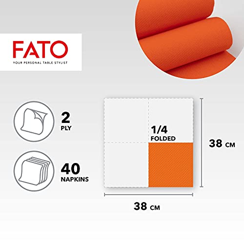 Fato - Einwegpapierservietten, Weichheit und Sanftheit, Packung mit 40 Servietten, Größe 38x38 gefaltet in 4, 2-lagig, Farbe Orange, 100% reines Zellulosepapier, FSC-zertifiziert