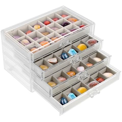 Gatphy Rock Display Case with 72 Grids Cover