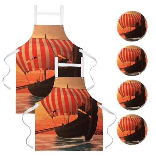 Tablier de serveuse multicolore pour cuisine pâtisserie et restaurant avec broches